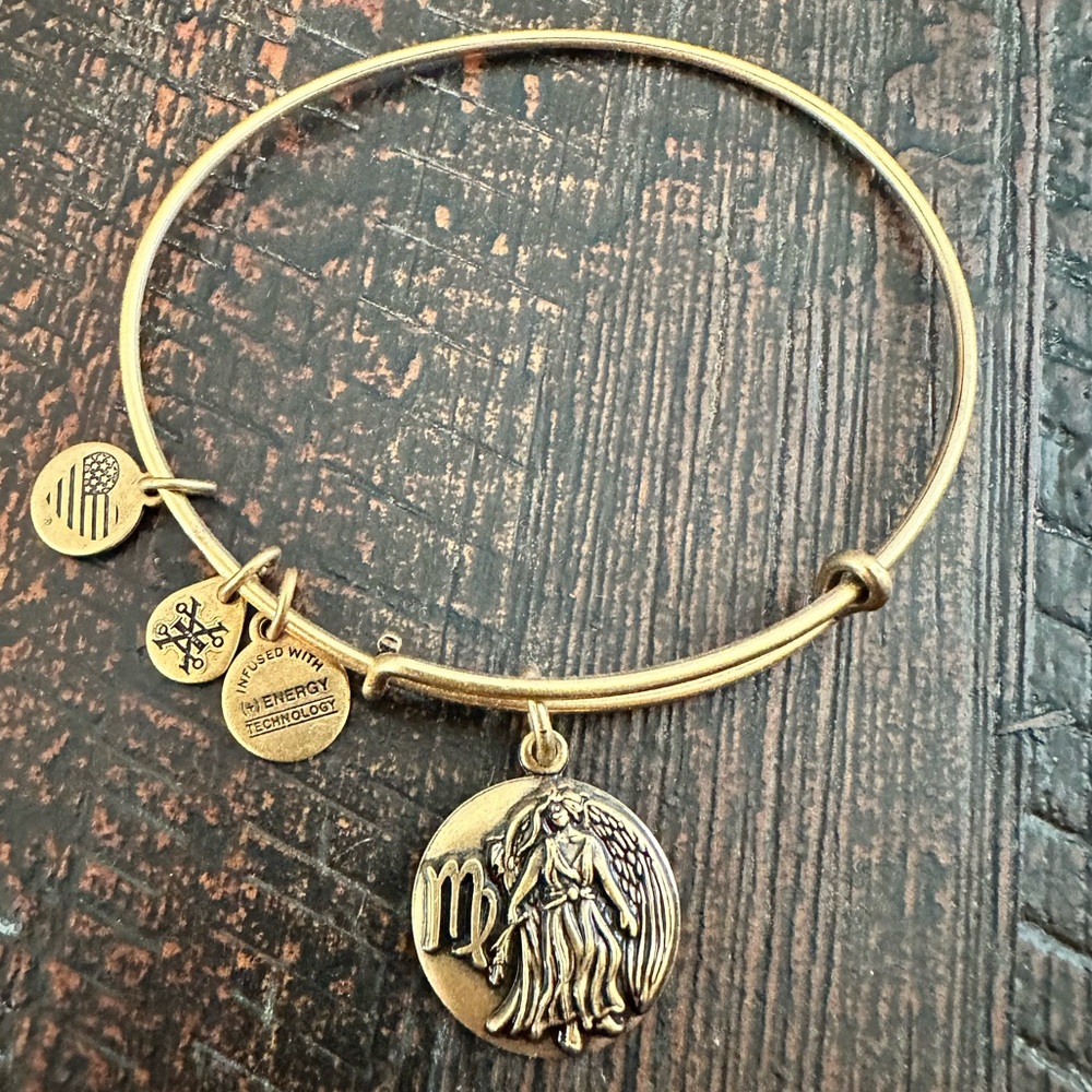 Alex and Ani Matte Gold Virgo Charm Bangle Bracelet